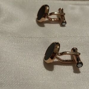 Gold Montblanc Deep Green Inlay Cuff Links